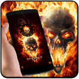 Flame theme burn fire skull icon