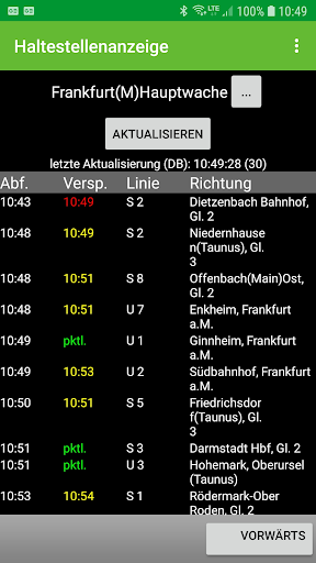 Android application Haltestellenanzeige (stop disp screenshort