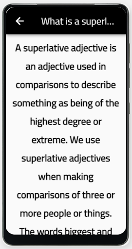Android application superlative adjective screenshort