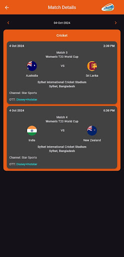 Scoretab-India Sports Calendar Screen 3