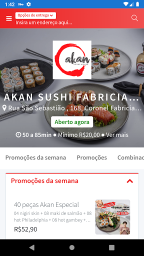 Android application Akan Sushi Fabriciano screenshort