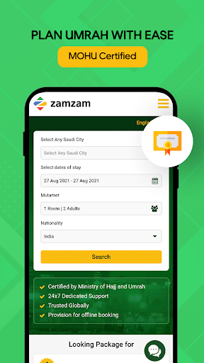 Android application Zamzam: Umrah Packages with Ho screenshort