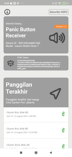 Panic Button Receiver Screen 2