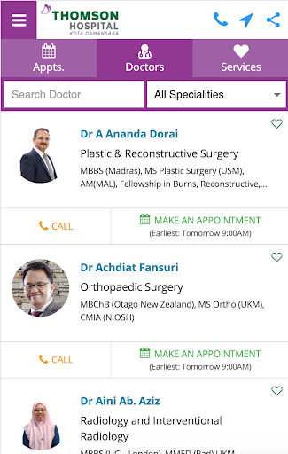 Android application Thomson Hospitals Sdn Bhd screenshort