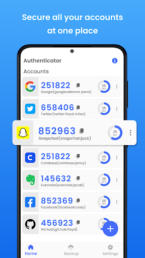 Android application Authenticator App screenshort