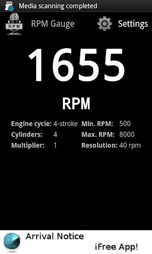 Android application Acoustic Tachometer (RPM) screenshort