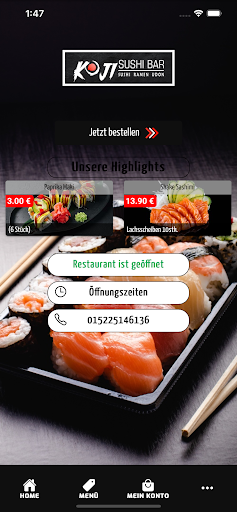 Android application Koji Sushi Bar screenshort