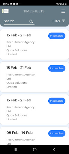 Trusted Contracts E-Timesheets Screen 2