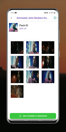 Android application Animated John stickers for wsp screenshort