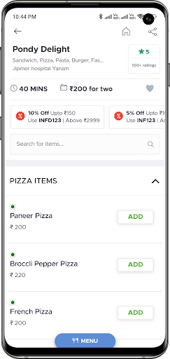 InFood : Yanam Food Delivery Screen 3