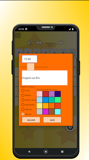 Calendar with an alarm Screen 2