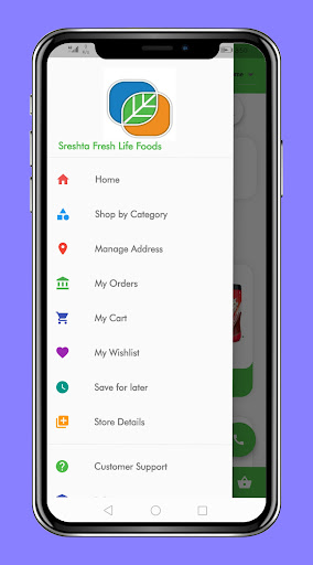 Android application Sreshta FreshLife Foods screenshort