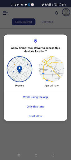 Android application Shine Track Driver screenshort