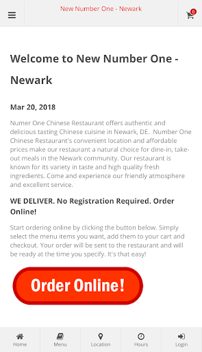 Android application New Number One Newark Ordering screenshort