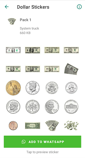Android application Dollar Stickers screenshort