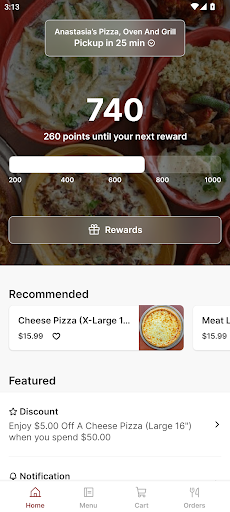Android application Anastasia’s Pizza Oven & Grill screenshort