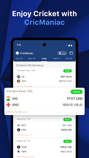 Android application CricManiac: Live Cricket Score screenshort