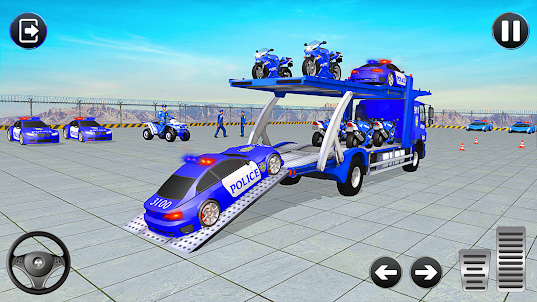 運転ゲーム: パトカー警察のトラック輸送