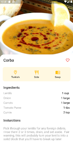 The meal app Screen 2