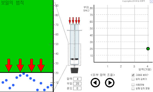 Android application 보일의 법칙 가상실험 screenshort