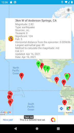 Earthquake map tremor temblor Screen 2