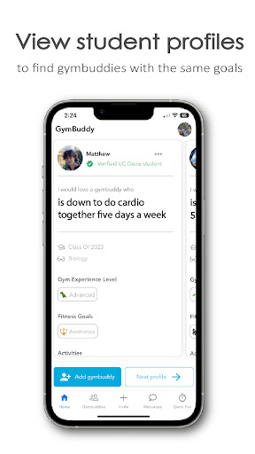 Android application Gymbuddy: Connect & Workout screenshort