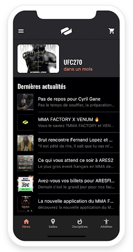 Android application MMAFACTORY LIVE screenshort