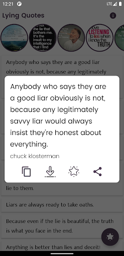 Android application Lying Quotes and Sayings screenshort