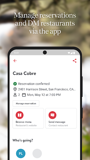 Screenshot of OpenTable