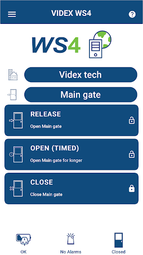 Android application WS4 Access Control manager screenshort