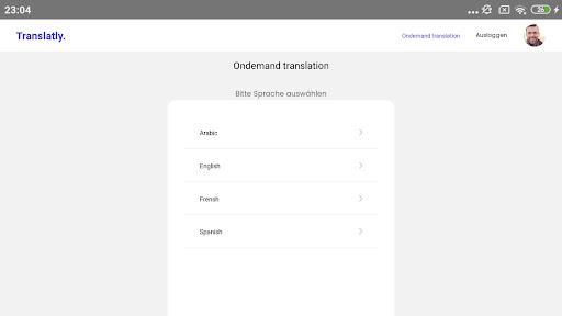 Translatly Gesundheitspersonal Screen 2