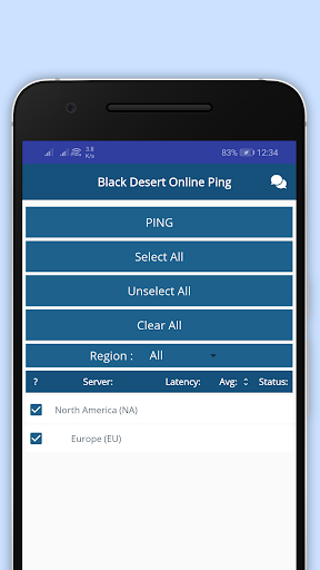 Android application Black Desert Online Ping screenshort