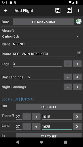 Logbook Pro Flight Log Screen 3