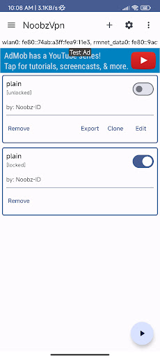 Android application NoobzVpn screenshort