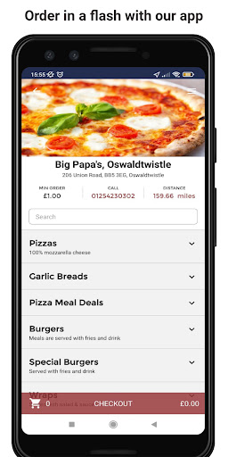 Android application Big Papa's, Oswaldtwistle screenshort