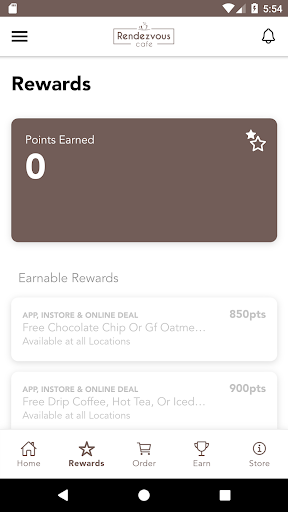 Rendezvous Cafe Rewards Screen 2