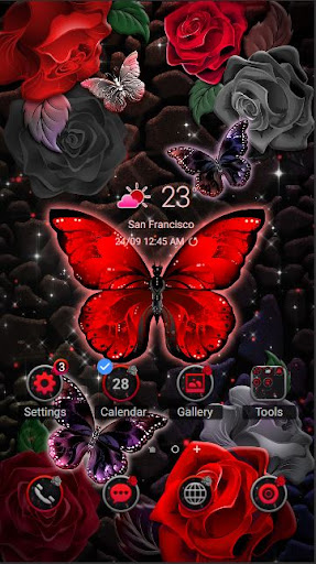 Android application Red Butterfly Rose - Wallpaper screenshort
