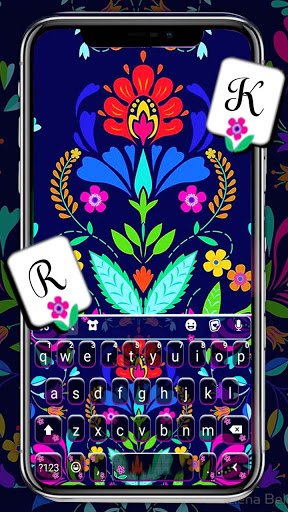 Android application Blue Mexican Flowers Keyboard screenshort