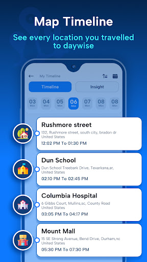 Screenshot of My Location Timeline on Map
