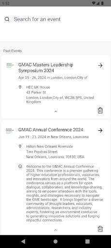 GMAC Conferences & Events Screen 2