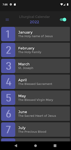 Android application Liturgical Cal. 2022 screenshort