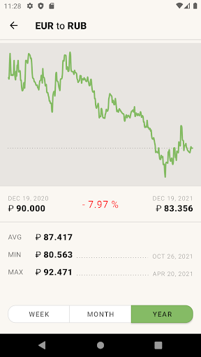 Euro Ruble Currency Converter Screen 3