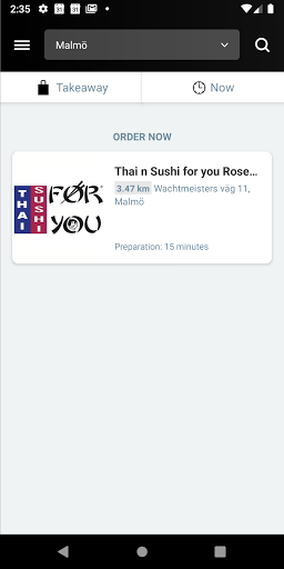 Android application Thai n Sushi for you screenshort