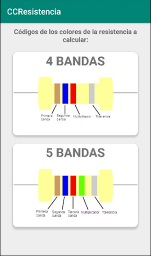 Android application código de resistencia screenshort