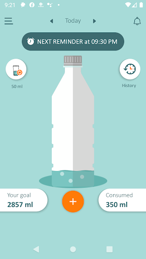 Android application Water Reminder screenshort