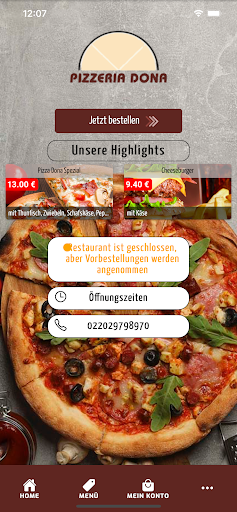 Android application Pizzeria Dona screenshort