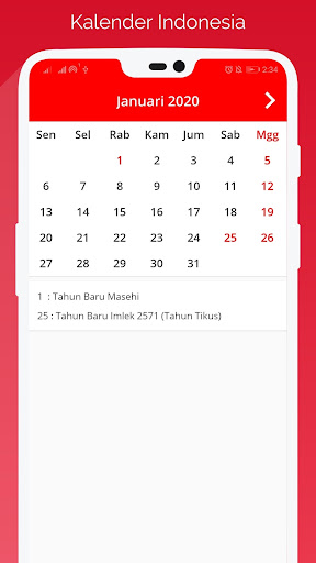 Android application Kalender Indonesia screenshort