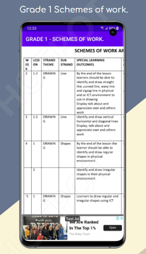 Android application Grade 1 All schemes of work. screenshort