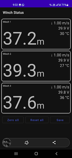 Aqualyd Winch Status Screen 2