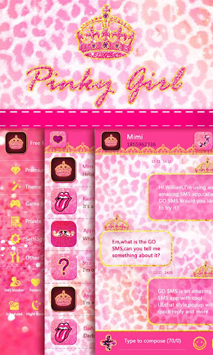 Android application GO SMS PINKY GIRL THEME screenshort